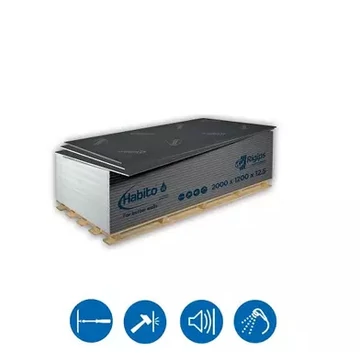 Rigips Habito Hydro DFRIH1 Tűzgátló impregnált építőlemez 12,5x1200x2000 mm