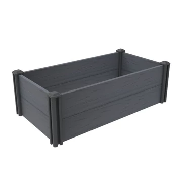 R-Home Floral műanyag magaságyás, antracit, fahatású – 50×100×32 cm