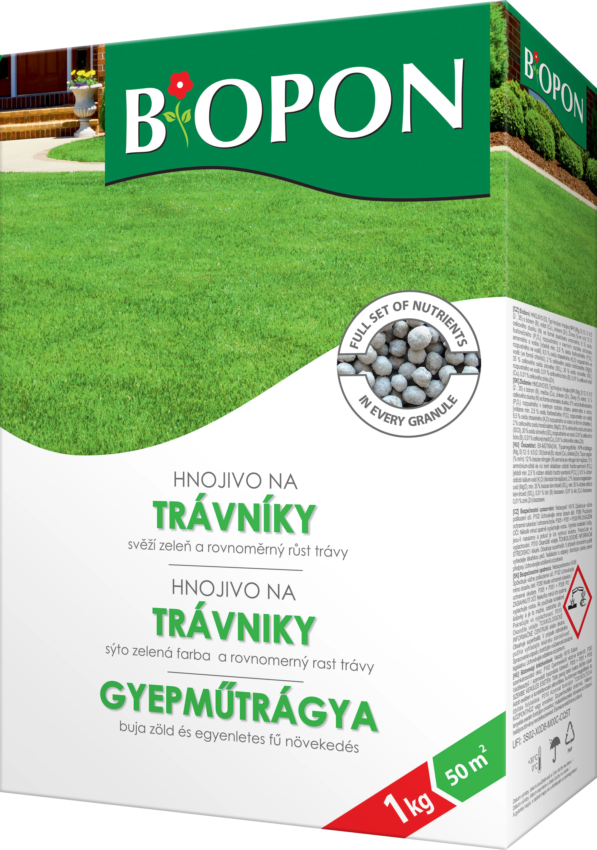 Biopon Gyepműtrágya, 1 kg, 50 m2-ig (B1046)