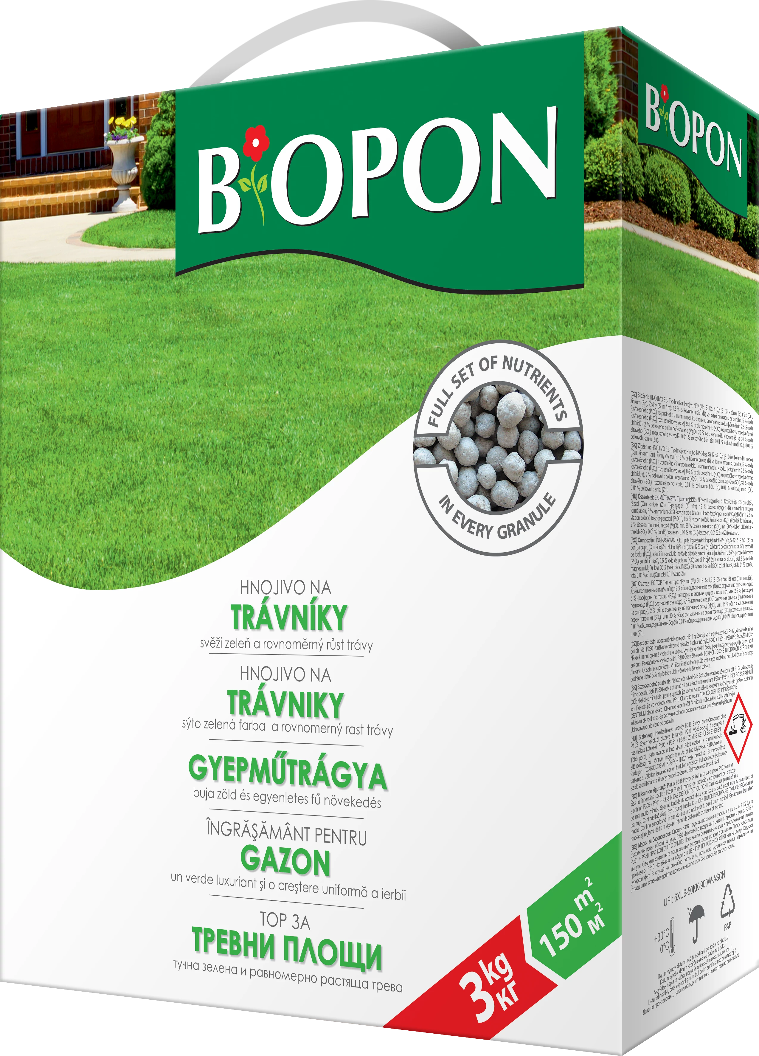 Biopon Gyepműtrágya, 3 kg, 150 m2-ig (B1047)