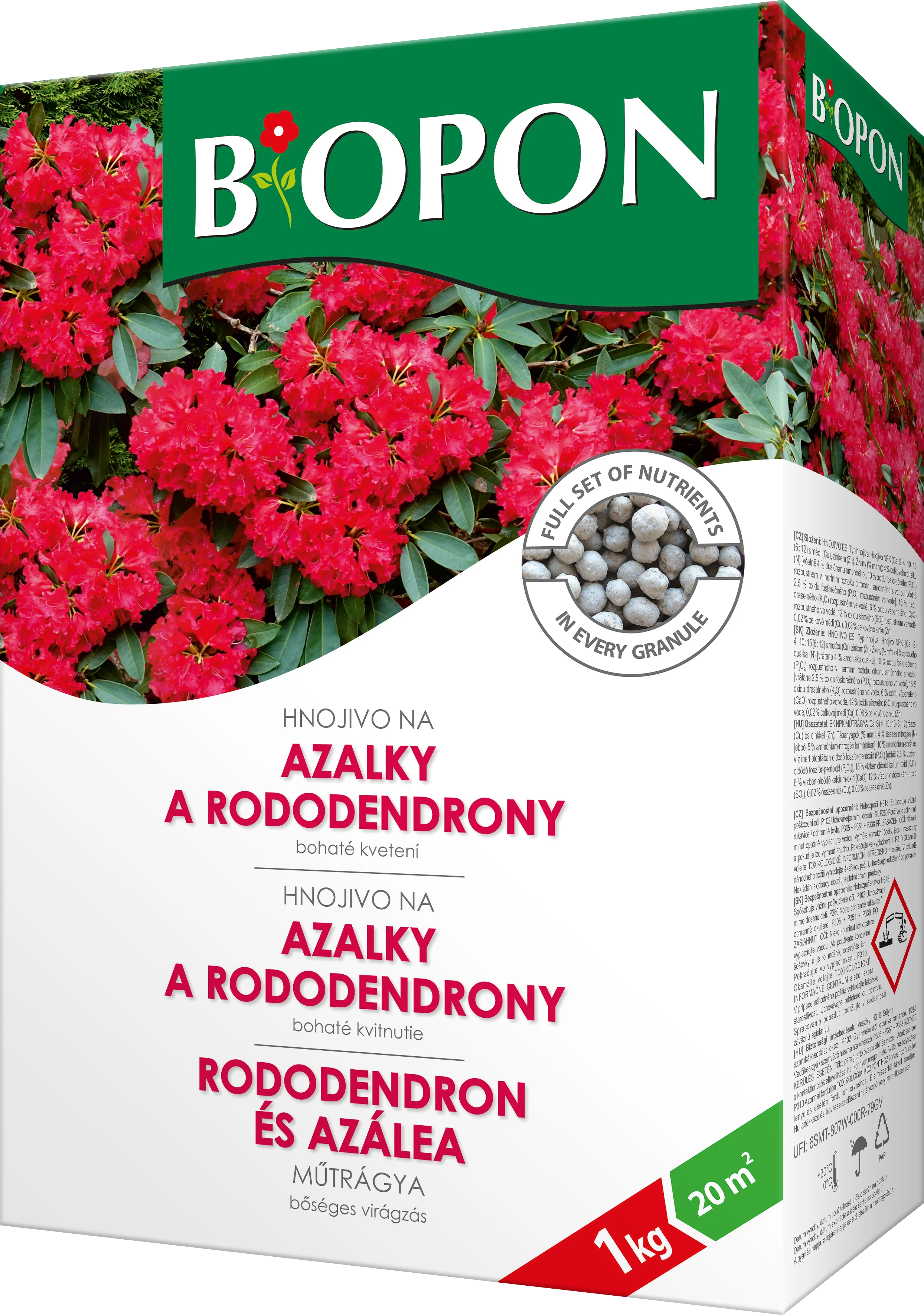 Biopon Rhododendron és Azálea műtrágya, 1 kg, 40 m2-ig (B1058)
