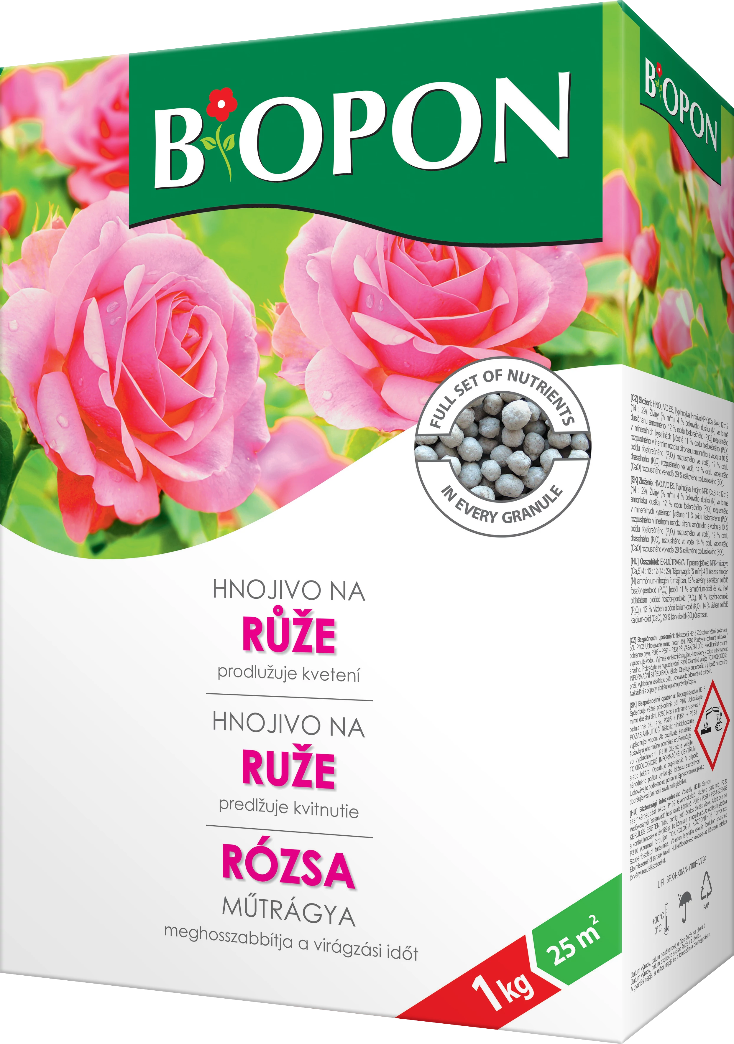 Biopon Rózsa műtrágya, 1 kg, 40 m2-ig (B1059)