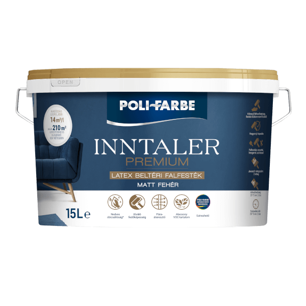 Poli-Farbe Inntaler Premium latex beltéri diszperzites falfesték, fehér, 15 l